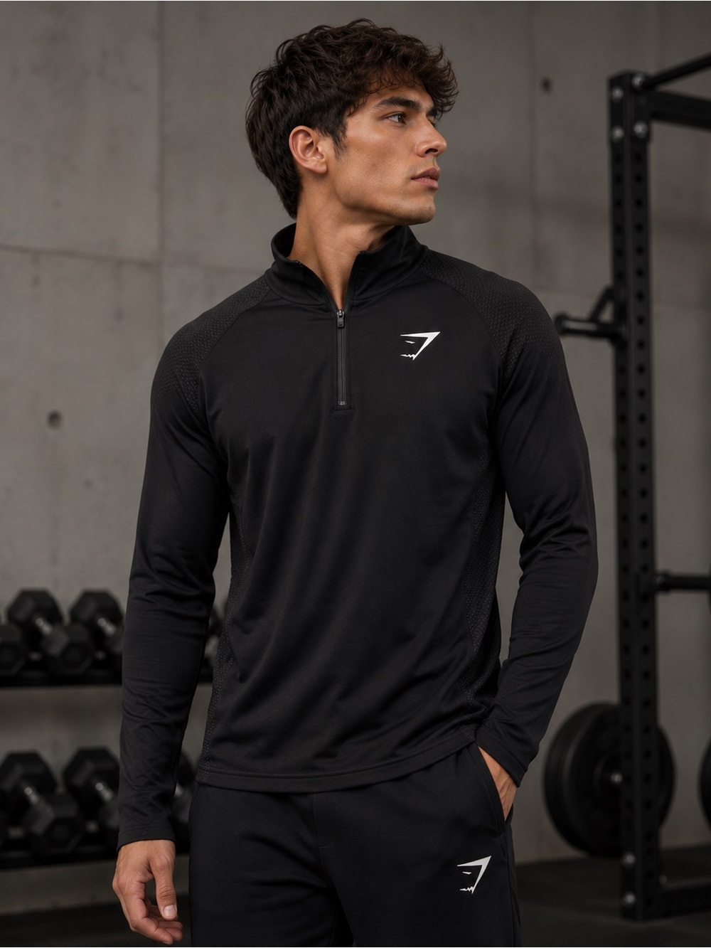 EUC Gymshark Black ¼ Zip Long Sleeve Performance Top | Men’s Medium